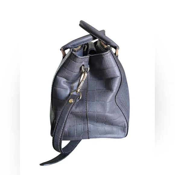 MCM Croc Embossed Gray Leather Large 2 way Satchel T7428 in EUC - Picture 4 of 16